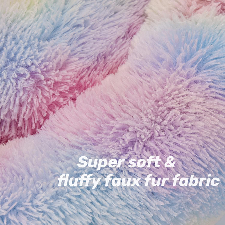 Anti Anxiety round Fluffy Plush Faux Fur Warm Washable Dog Bed & Cat Bed, Original Bed for Small Medium Large Pets,Used to Relieve Joints and Improve Sleep（20"/24"/27&