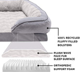 Orthopedic Dog Bed for Medium/Small Dogs W/ Removable Bolsters & Washable Cover, for Dogs up to 35 Lbs - Plush & Velvet Waves Perfect Comfort Sofa - Granite Gray, Medium