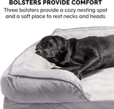 Orthopedic Dog Bed for Medium/Small Dogs W/ Removable Bolsters & Washable Cover, for Dogs up to 35 Lbs - Plush & Velvet Waves Perfect Comfort Sofa - Granite Gray, Medium